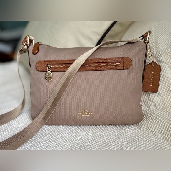 Coach Canvas Tan Leather Sawyer Crossbody - Picture 2 of 14